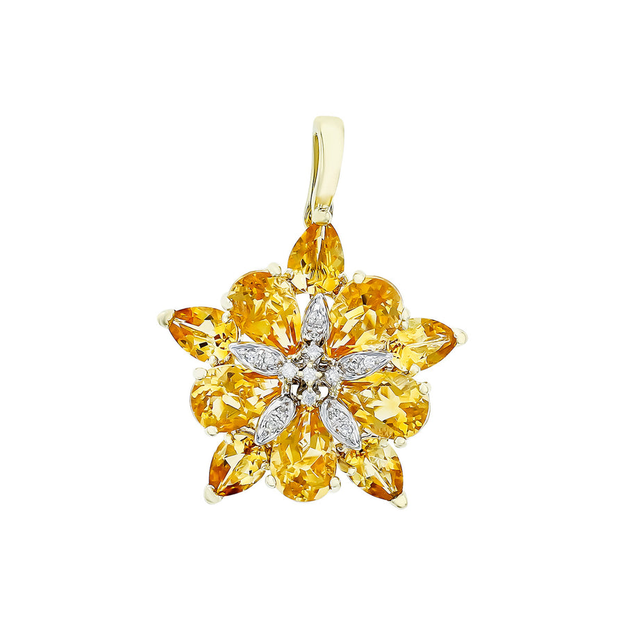 14K Yellow Gold Citrine and Diamond Pendant