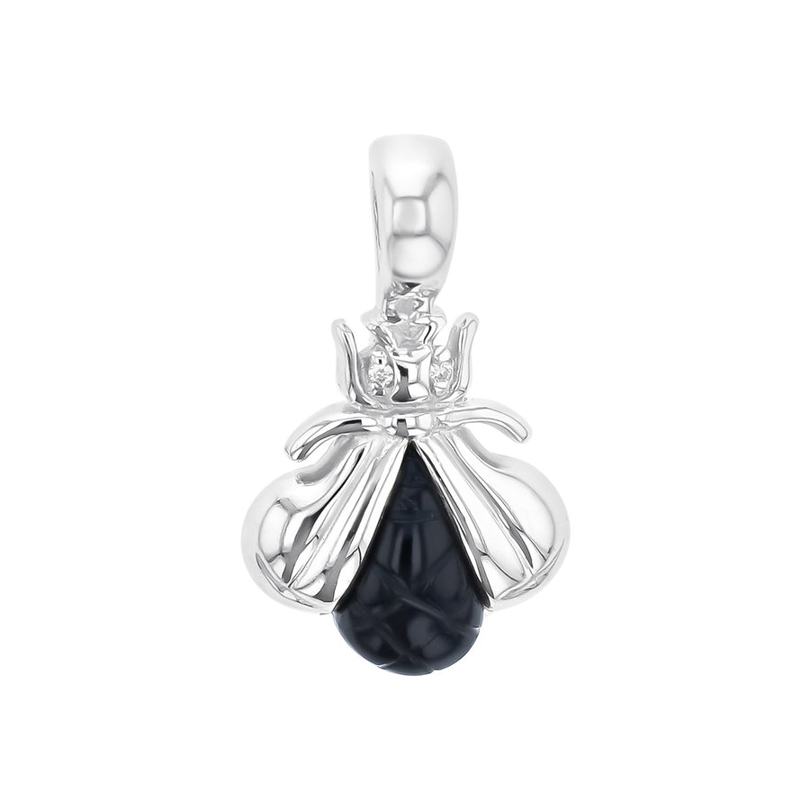 Slane Sterling Silver Onyx and Diamond Bee Pendant
