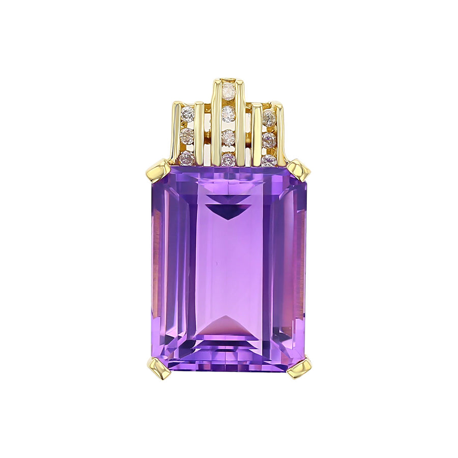 Emerald-cut Amethyst and Diamond Pendant