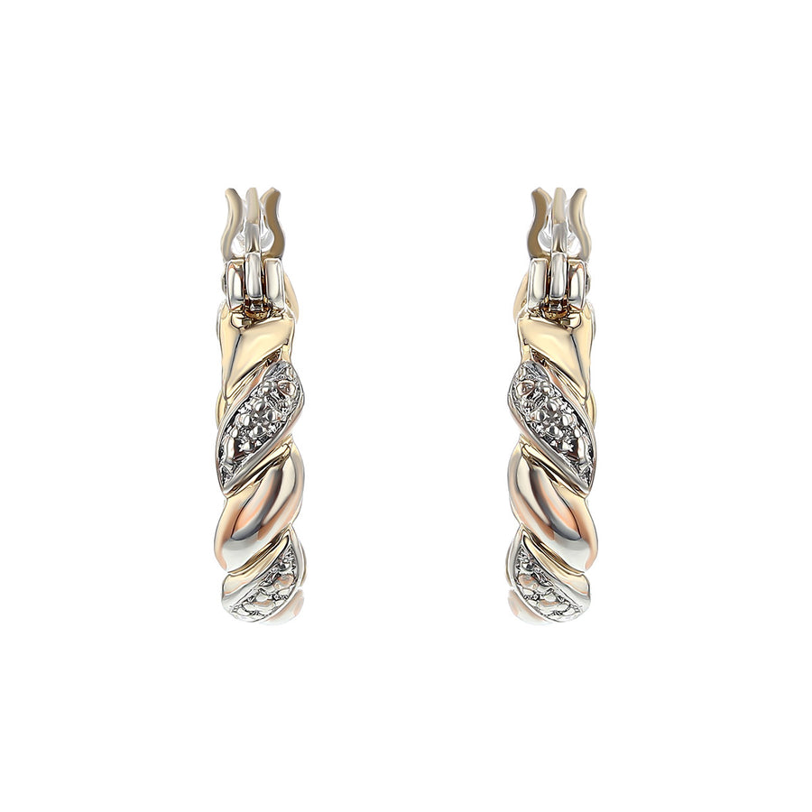 Two-tone 14K Gold Small Twist Hoop Earrings