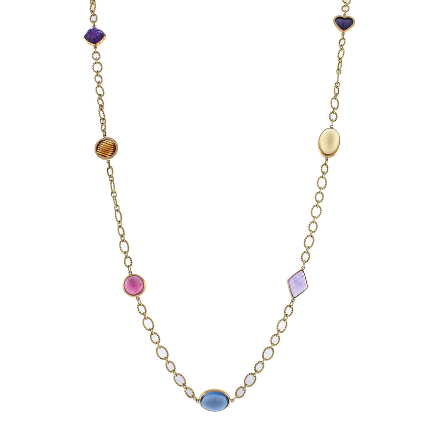 Citrine, Topaz, Pink Tourmaline, Iolite, and Amethyst Necklace