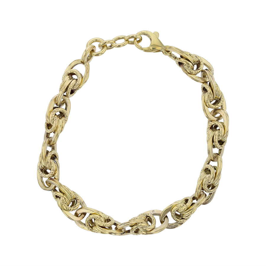 14K Yellow Gold 7-Inch Twisted Link Bracelet