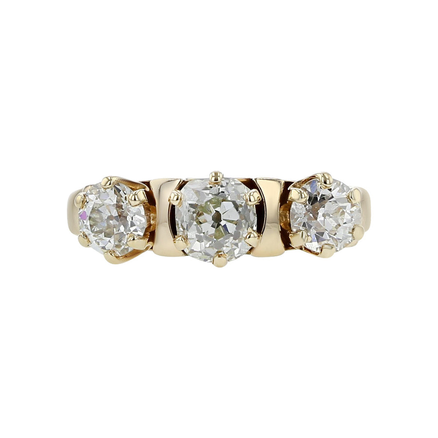 Old Mine-cut Diamond 3-Stone Wedding Ring