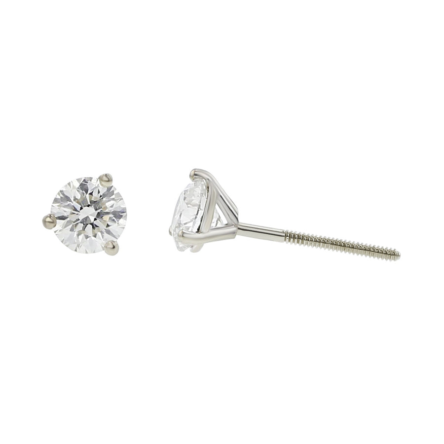 14K White Gold Brilliant Diamond Stud Earrings