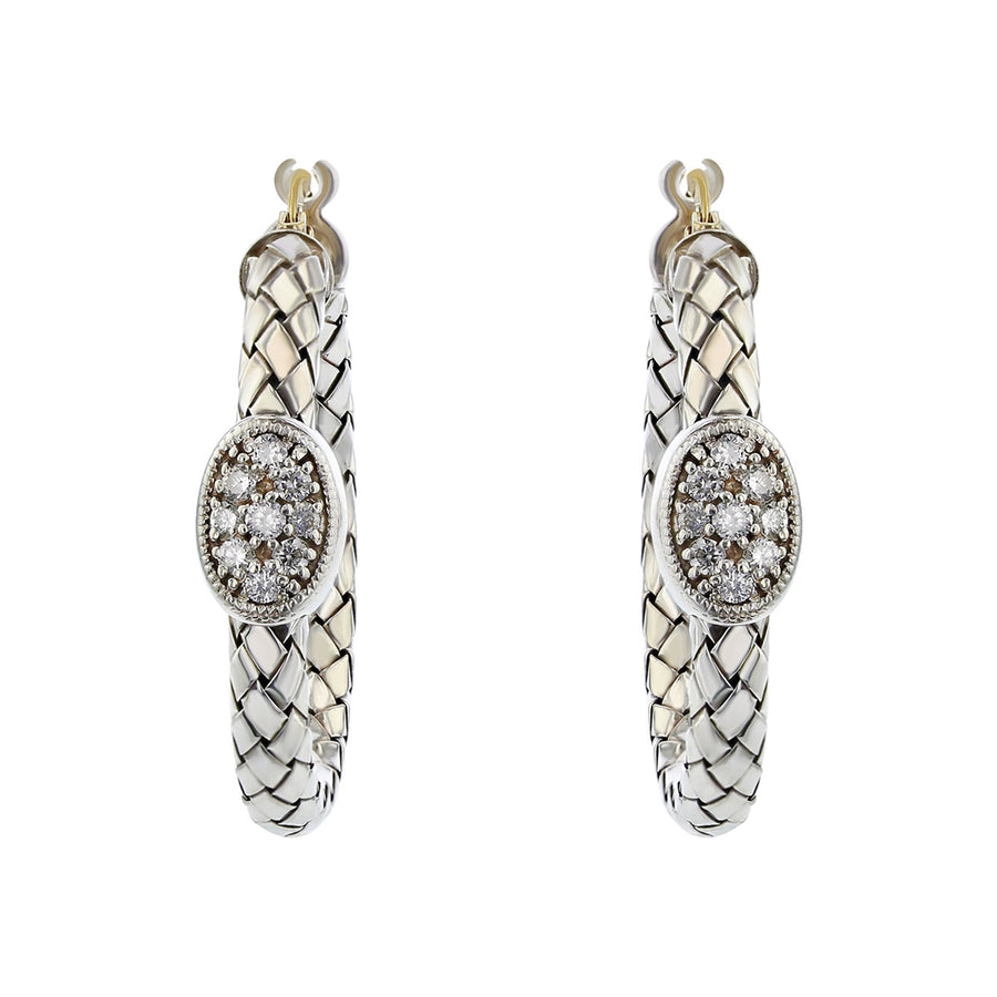 Sterling Silver and 18K Yellow Gold Diamond Hoops