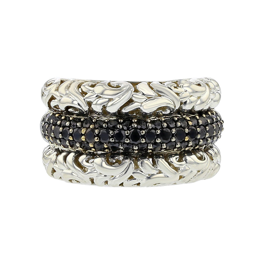 Charles Krypell Sterling Silver Ivy Black Sapphire Band