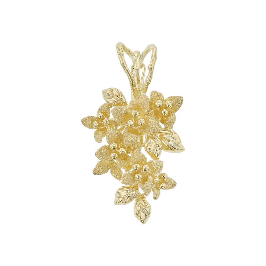 14K Yellow Gold Flower Wire Pendant