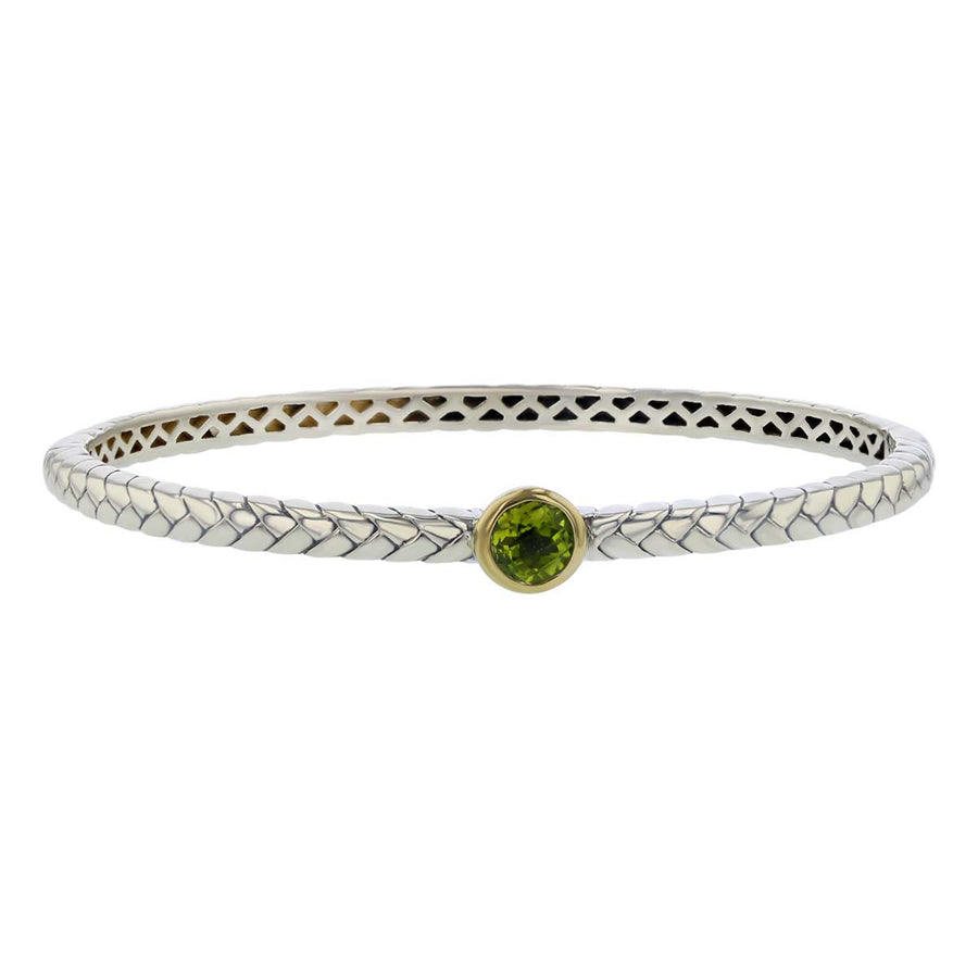 Town and Country Silver and Gold Peridot Bangle