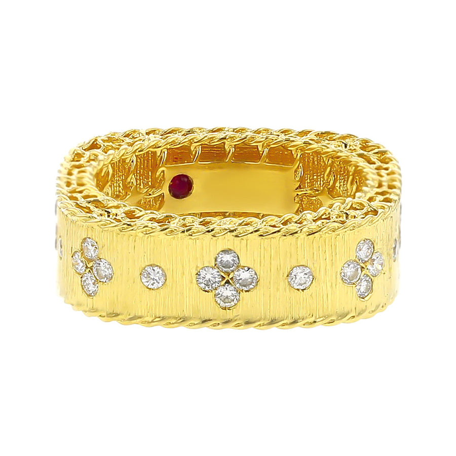 Roberto Coin Satin Finish Ring with Fleur di Lis Diamonds