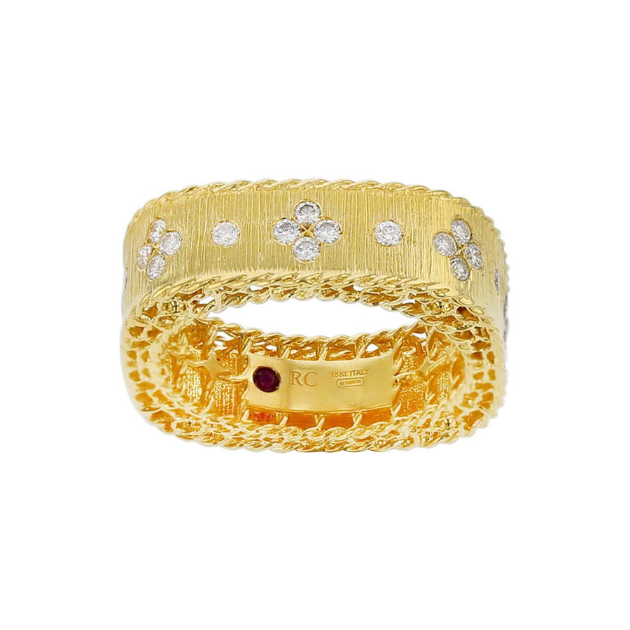 Roberto Coin Satin Finish Ring with Fleur di Lis Diamonds