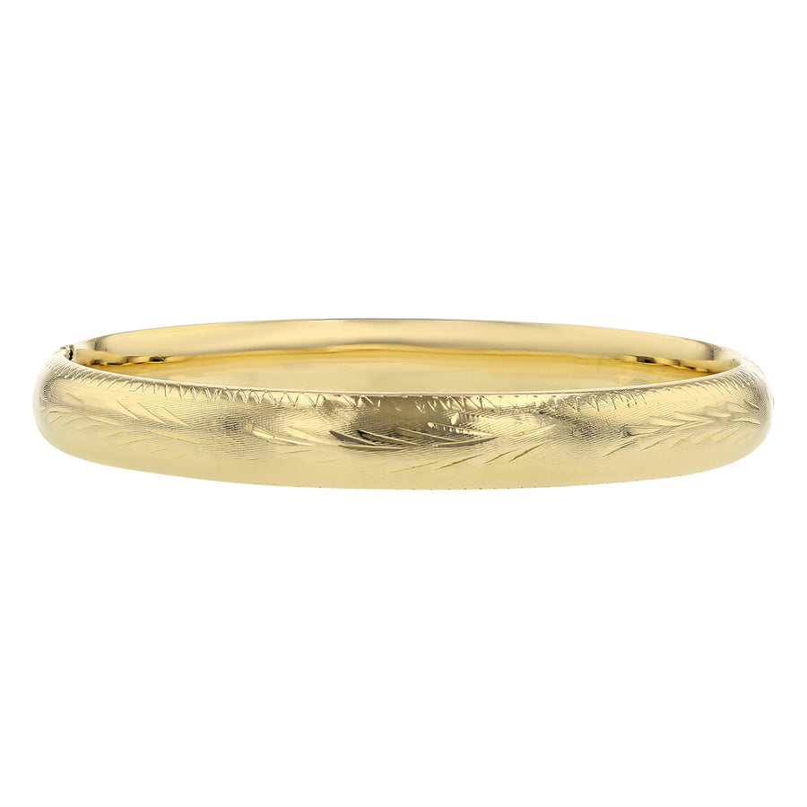14K Yellow Gold Brushed Finish Bangle Bracelet