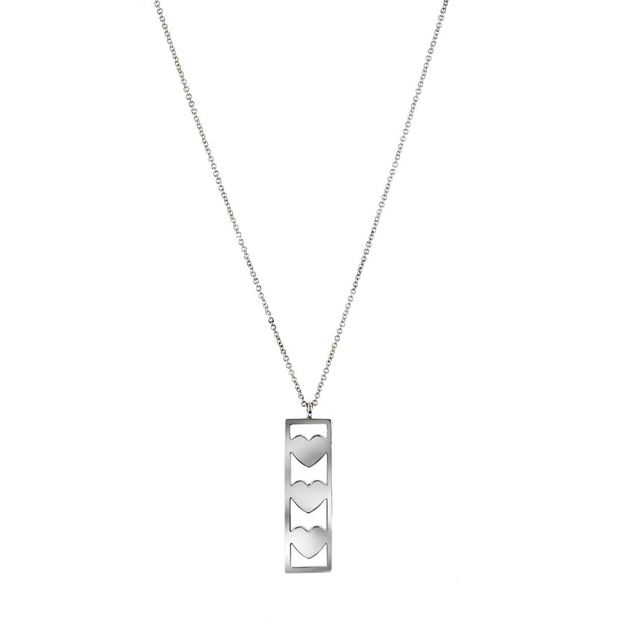 Tiffany Sterling Silver Triple Heart Pendant Necklace