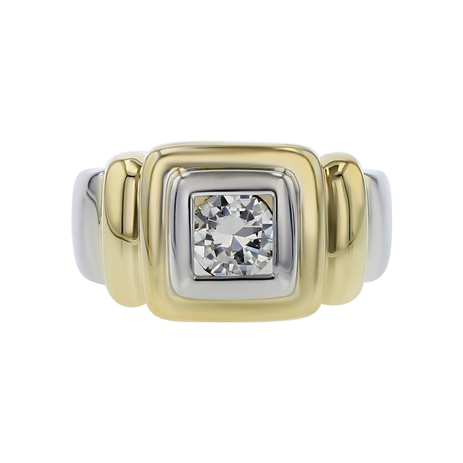 Two-tone 14K Gold Brilliant Diamond Gypsy Ring