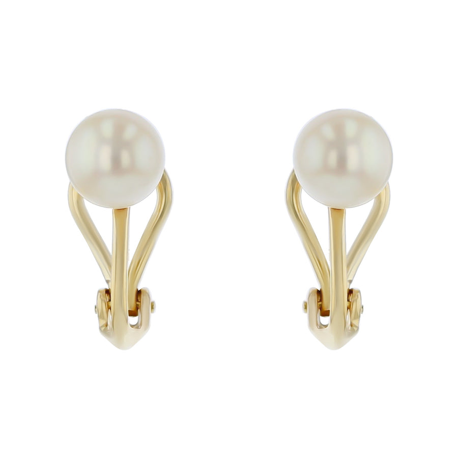 14K Yellow Gold Cultured Pearl Earrings with Omega Backs