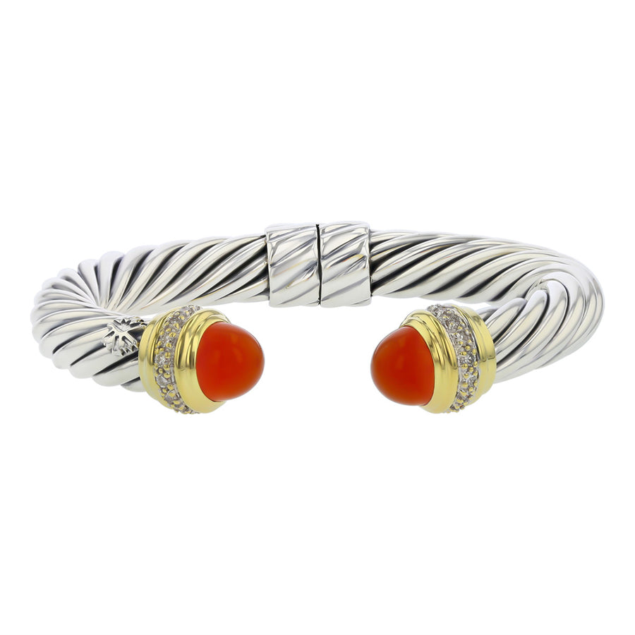 David Yurman Carnelian Diamond Cable Bracelet