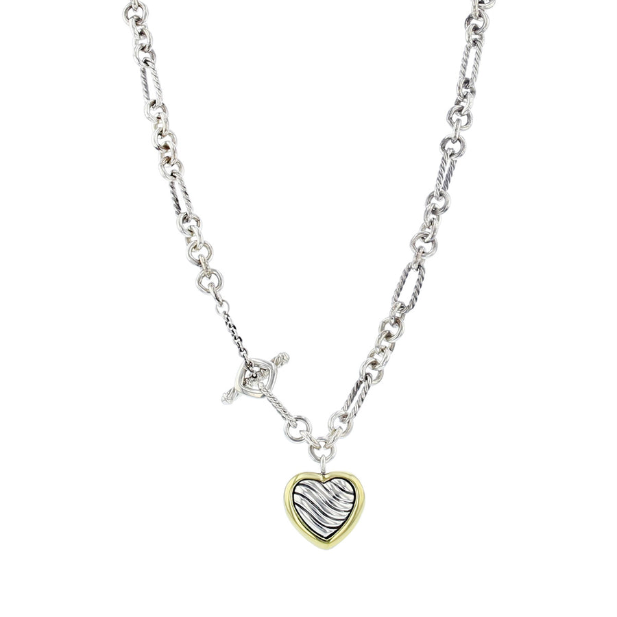 David Yurman Cable Heart Figaro Necklace