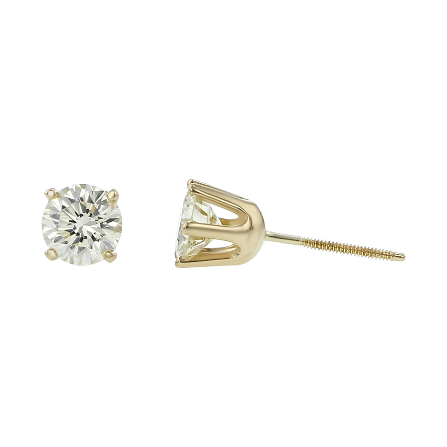 14K Yellow Gold Brilliant Diamond Stud Earrings