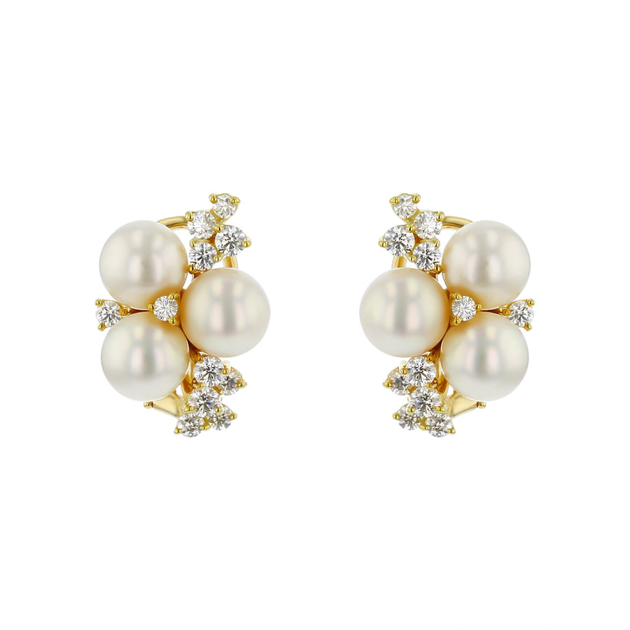 Suna Bros. Cultured Pearl and Diamond Clip-on Earrings