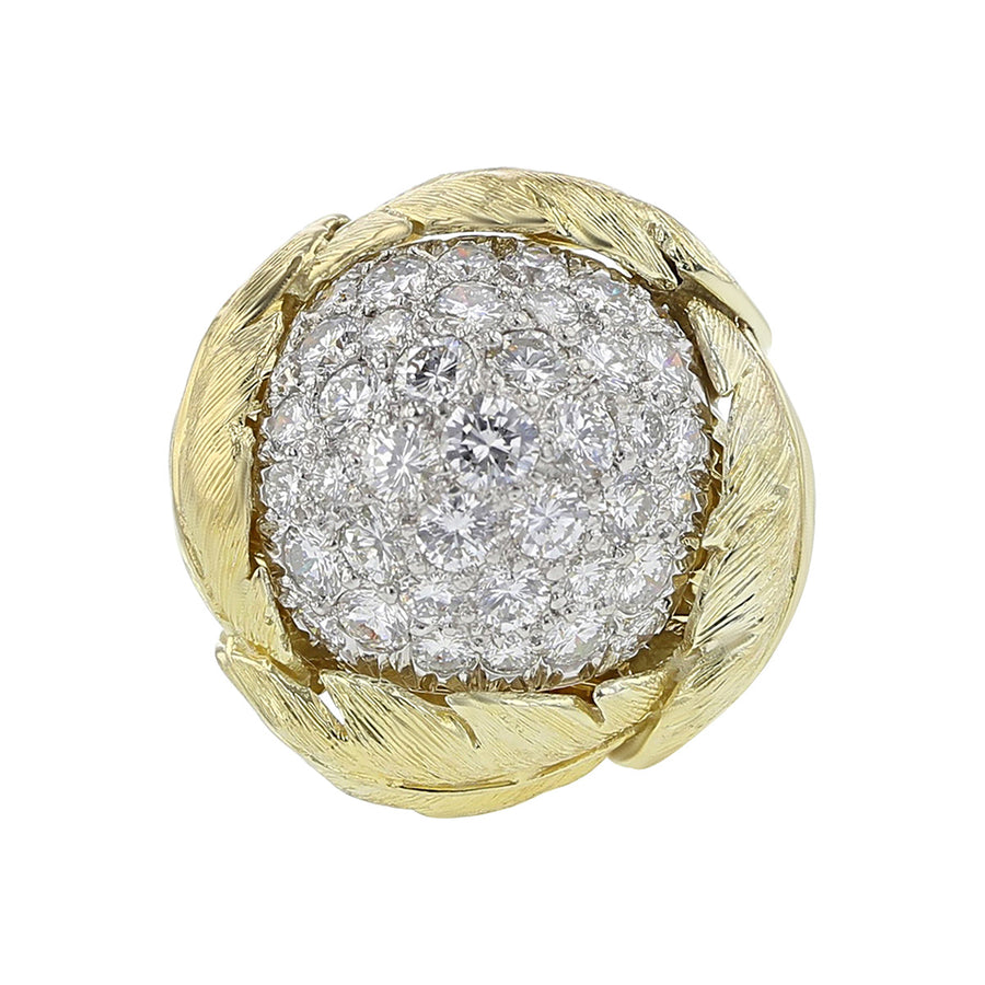 18K Yellow Gold Pave Diamond Cluster Ring