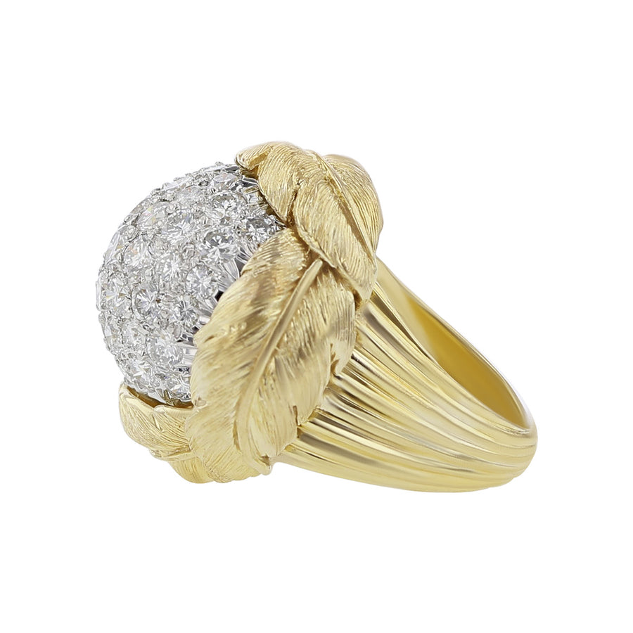 18K Yellow Gold Pave Diamond Cluster Ring