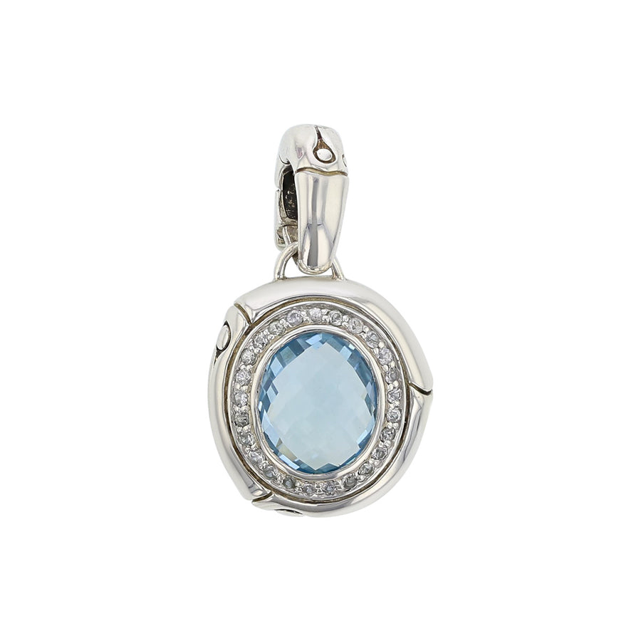 John Hardy Sterling Silver Topaz and Diamond Pendant