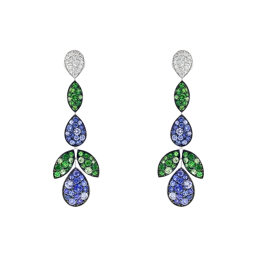 Salavetti Sapphire, Tsavorite and Diamond Drop Earrings