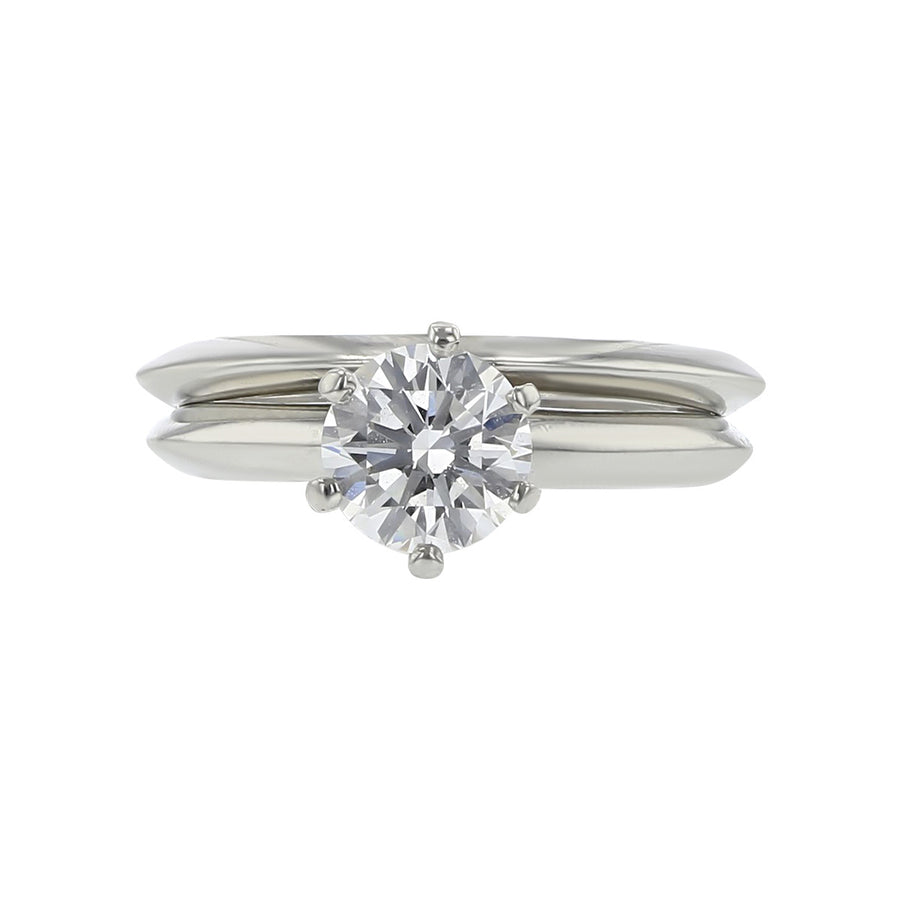 Tiffany and Co. Platinum Diamond Solitaire Ring and Band