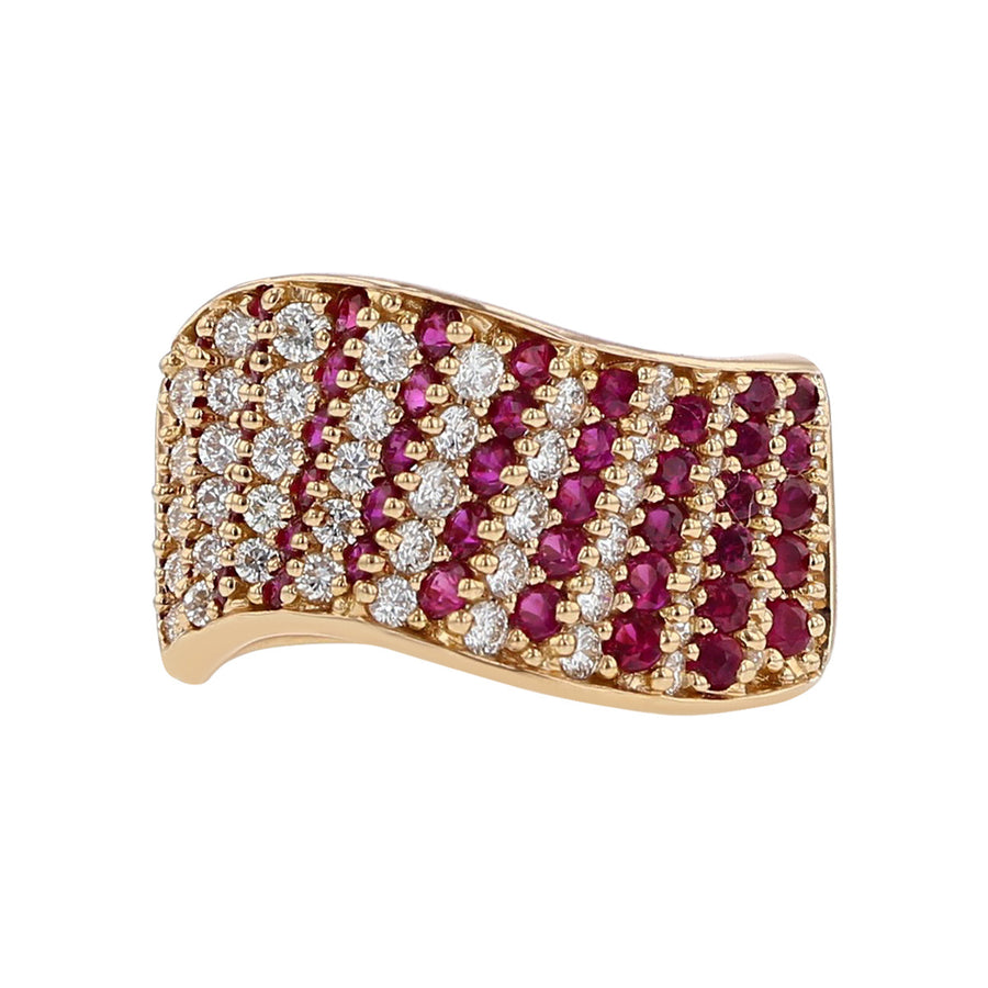 Miiori 18K Rose Gold Ruby and Diamond Wave Ring