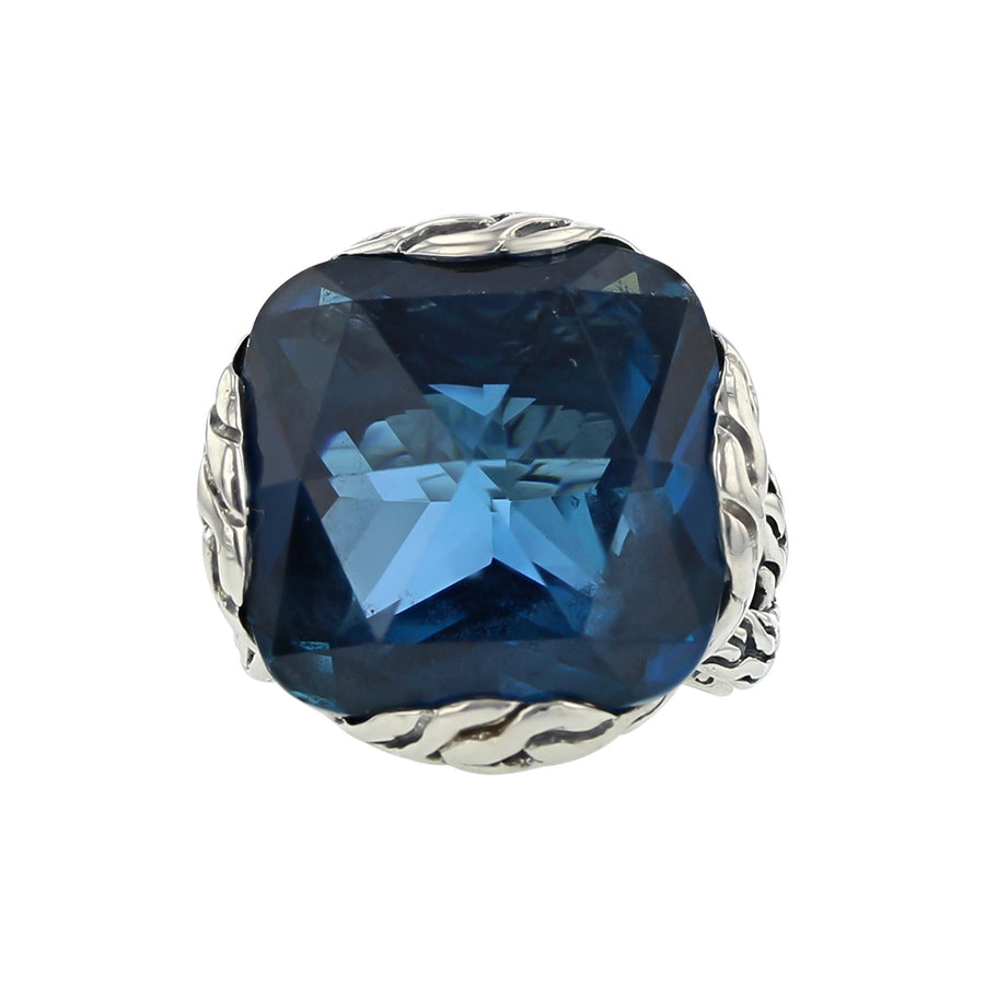 John Hardy Sterling Silver Blue Topaz Classic Chain Ring