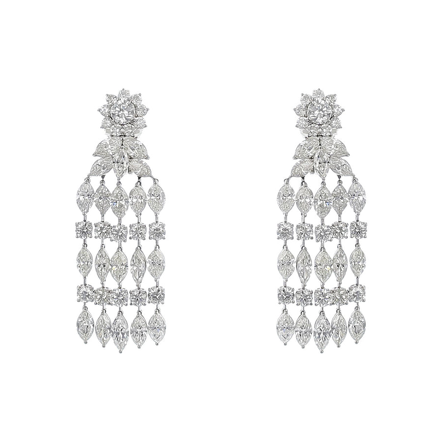 Platinum Diamond Chandelier Drop Earrings