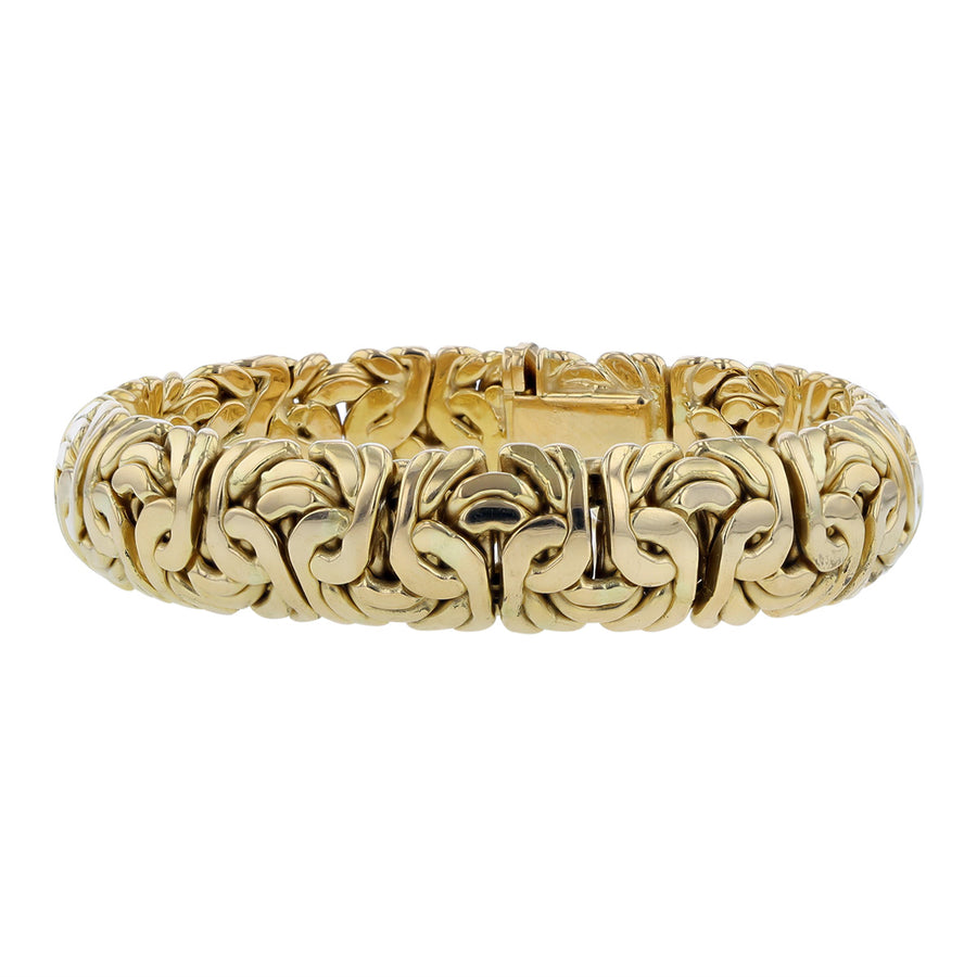 7-Inch 14mm 14K Yellow Gold Byzantine Bracelet