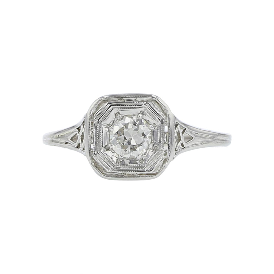 Mid-Century Brilliant Diamond Solitaire Engagement Ring