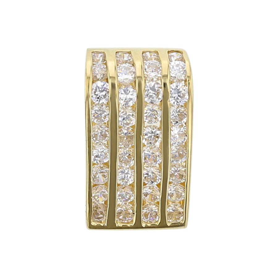 14K Yellow Gold 4 Row Diamond Slide Pendant