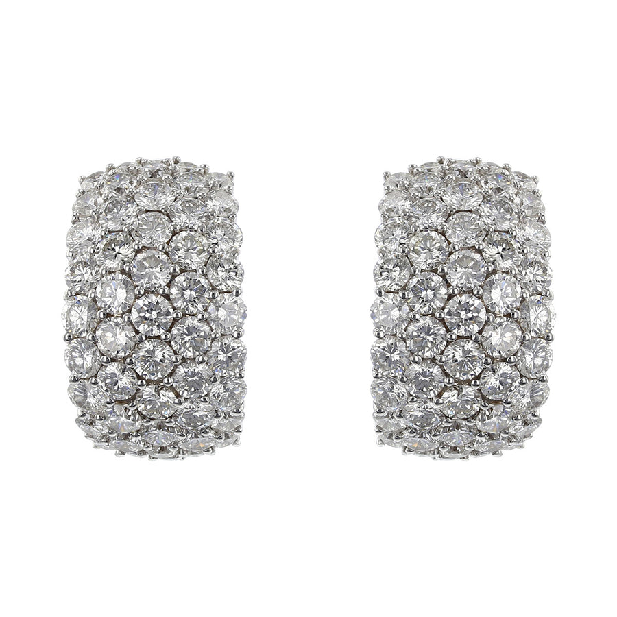18K White Gold 5 Row Diamond Cluster Earrings