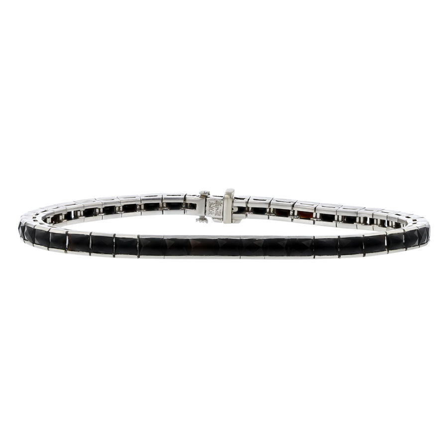 Platinum Square-cut Black Onyx Line Bracelet