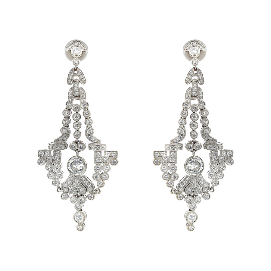 Platinum Diamond Chandelier Dangle Earrings