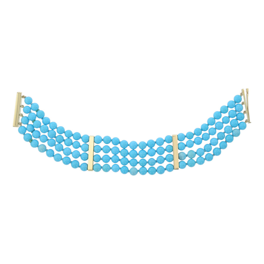 Turquoise Bead Sleeping Beauty 4-Row Bracelet