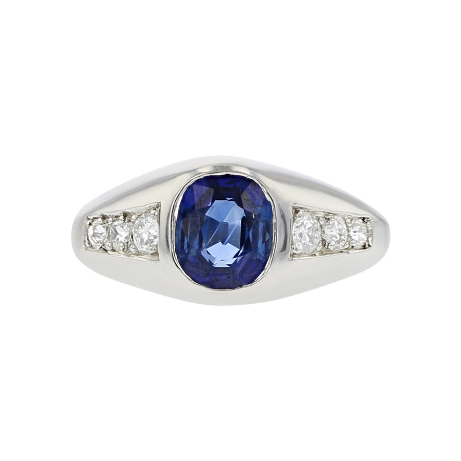Art Deco Platinum Sapphire and Diamond Ring - Main Image