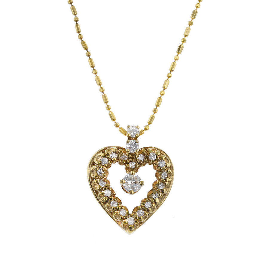 Mid-Century European-cut Diamond Heart Shaped Pendant