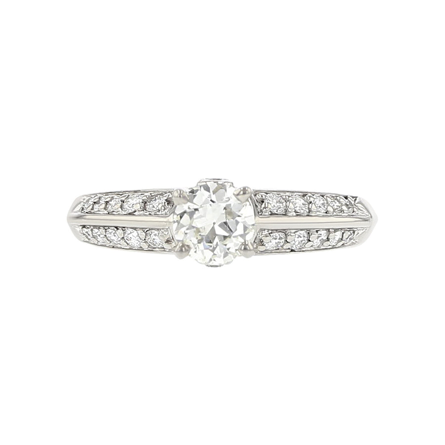 Palladium European-cut Diamond Engagement Ring