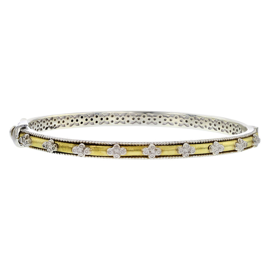 Jude Frances Silver and 18K Gold Hinged Bangle Bracelet