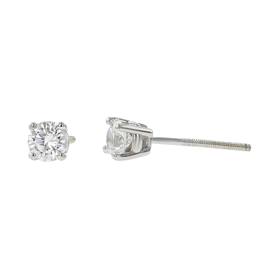 14K White Gold Diamond 4-Prong Stud Earrings