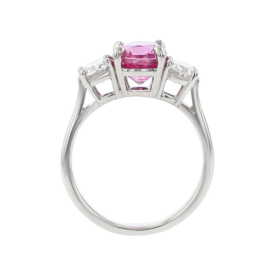 Platinum Pink Sapphire and Diamond 3-Stone Ring