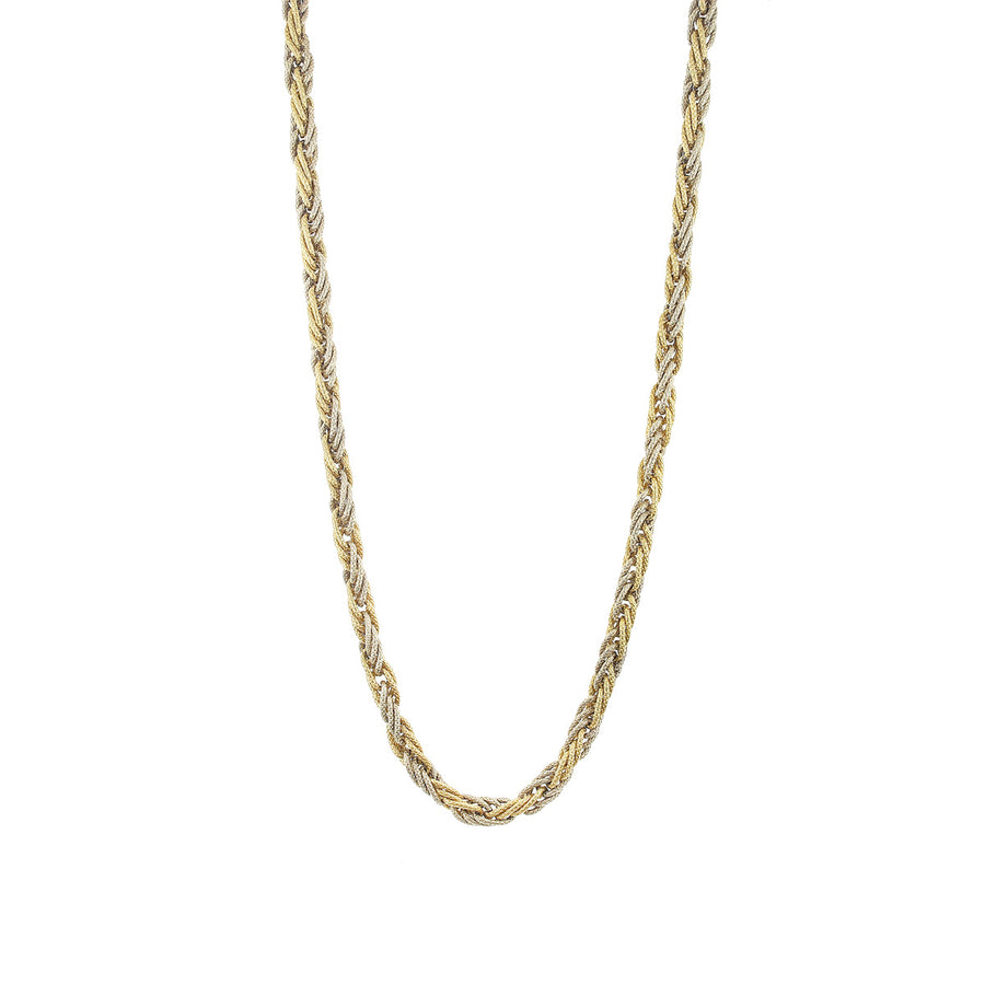 18K Yellow and White Gold Italian Rope Necklace