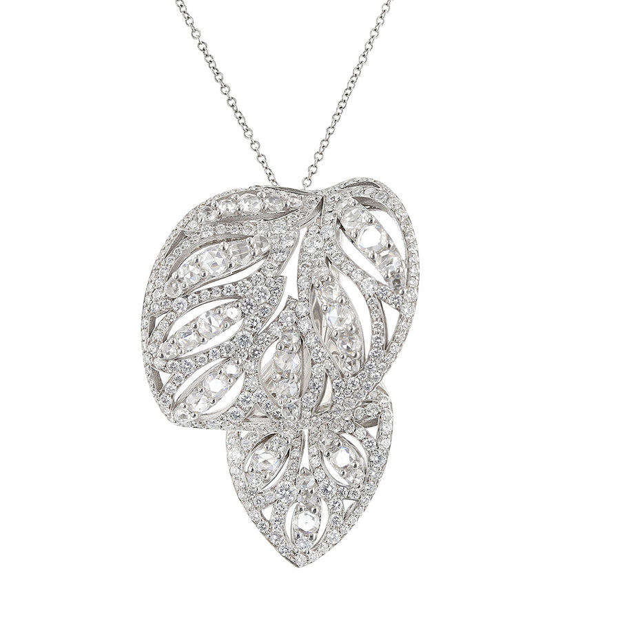 Pasquale Bruni 18K Gold Diamond Leaf Pendant Necklace