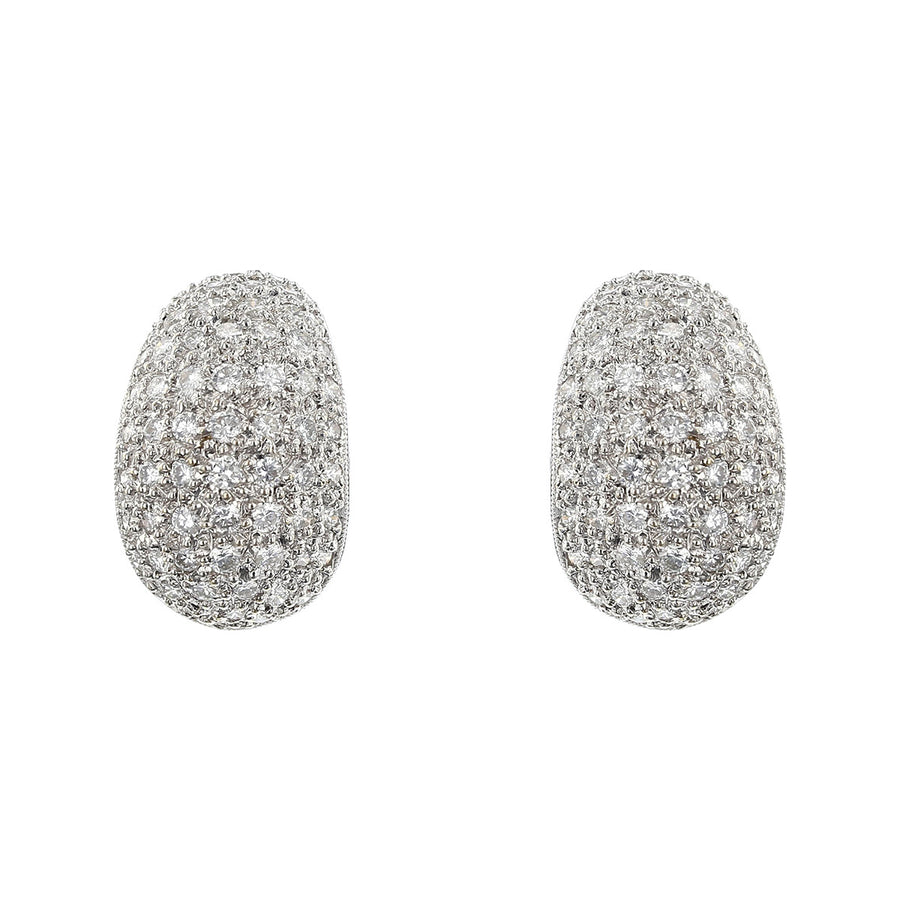 18K White Gold Diamond Cluster Earrings
