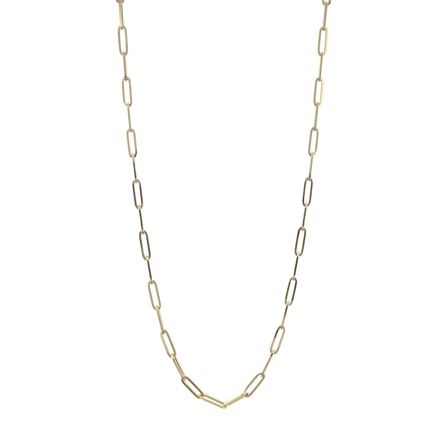 32-Inch 14K Yellow Gold Paperclip Chain Necklace