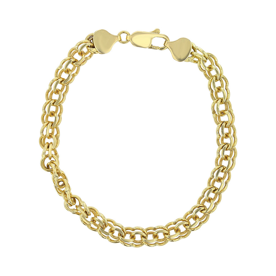 8-Inch 14K Yellow Gold 6.5mm Wide Double Link Bracelet