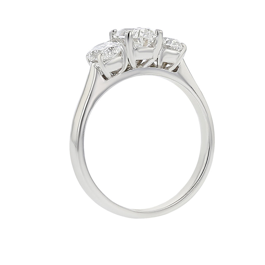 Platinum Oval Diamond 3-Stone Engagement Ring