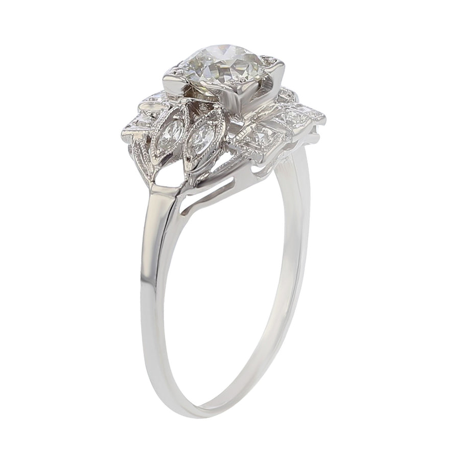 Art Deco Old European Cut Diamond Halo Ring